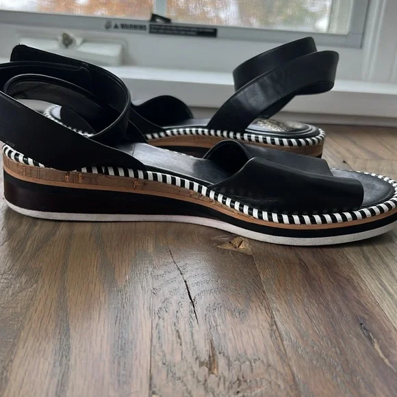 Vince Camuto Marieno black wide ankle strap leather espadrilles SZ 8.5 - Picture 5 of 11